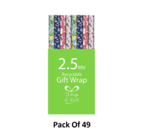 Generic Kids 4 Different Pattern Gift Wrap 2.5M (Pack Of 49)