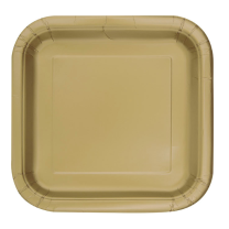 Gold 9'' Square Plates 14 CT.
