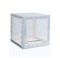 Iridescent Blank Transparent Balloon Boxes 30x30x30cm Pack of 4