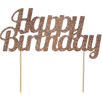 Glitter Happy Birthday Cake Topper Rose Gold