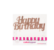 Glitter Happy Birthday Cake Topper Rose Gold