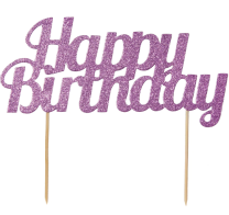 Glitter Happy Birthday Cake Topper Pink