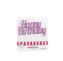 Glitter Happy Birthday Cake Topper Pink