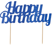 Glitter Happy Birthday Cake Topper Blue