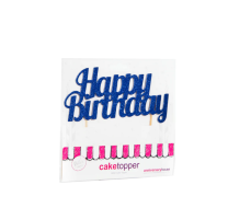 Glitter Happy Birthday Cake Topper Blue