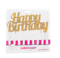 Glitter Happy Birthday Cake Topper Gold