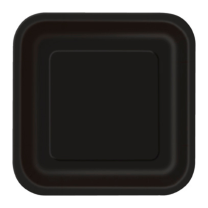 Midnight Black 9'' Square Plates 14 ct.