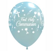 Chalice 12" 'First Holy Communion' Sky Blue Metallic Latex 50ct