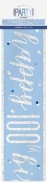 Blue/Silver Glitz Age 100 Happy Birthday Foil Banner 9ft