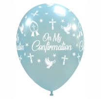 Crozier 12" 'On My Confirmation' Sky Blue Metallic Latex 50ct