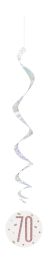 Rose Gold Glitz Foil Age 70 Hanging Swirl Decorations 32