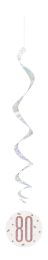 Rose Gold Glitz Foil Age 80 Hanging Swirl Decorations 32