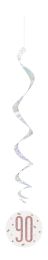 Rose Gold Glitz Foil Age 90 Hanging Swirl Decorations 32"L 6ct