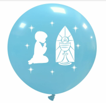 32" Communion Boy Blue Latex Balloon