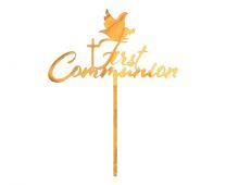 First Communion Gold Dove Acrylic Cake Topper 