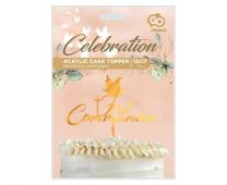 First Communion Gold Dove Acrylic Cake Topper 