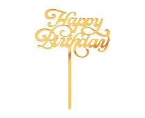 Happy Birthday Gold Cake Topper 1ct