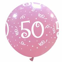 32" Pink Age 50 Latex Balloon 1Ct