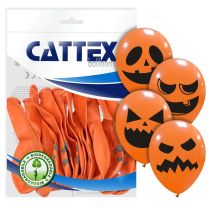 Pumpkin Faces Cattex 12" Halloween Latex Balloons 20CT