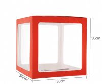 Blank Red Transparent Balloon Boxes 30x30x30cm Pack of 4