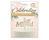 Wooden Just Married Cake Topper 1ct