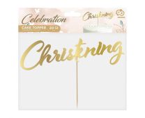 Christening Gold Acrylic Cake Topper 1ct