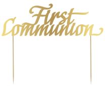 First Communion Gold Acrylic Cake Topper