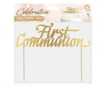 First Communion Gold Acrylic Cake Topper