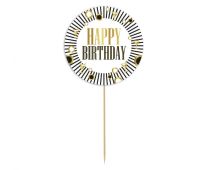 Black & Gold Birthday Cake Topper 1ct