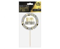 Black & Gold Birthday Cake Topper 1ct