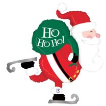 Christmas Skating Santa 45" Foil Balloon