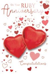 On Your Ruby 40th Anniversary - With Best Wishes - Pack Of 12