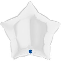Star 18" White Foil Balloon GRABO Flat