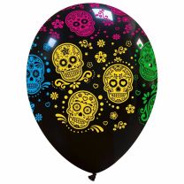 Sugar Skulls 12" Halloween Latex Balloons 25Ct