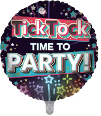 "TickTock Time To Party" 18" Foil Balloon