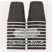 Black Plastic Shot Glasses 2oz 20ct.