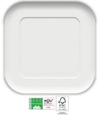 COMPOSTABLE Square Paper Plates 23x23cm FSC  10ct