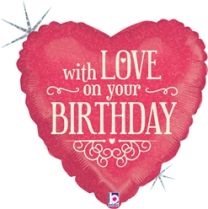 with love on your Birthday Happy Birthday 18" Foil Balloon