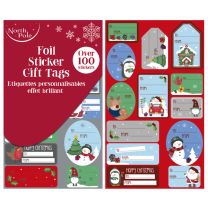 Cute Christmas Foil Sticker Tags 100ct