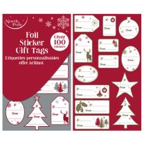 Christmas Foil Sticker Tags 100ct